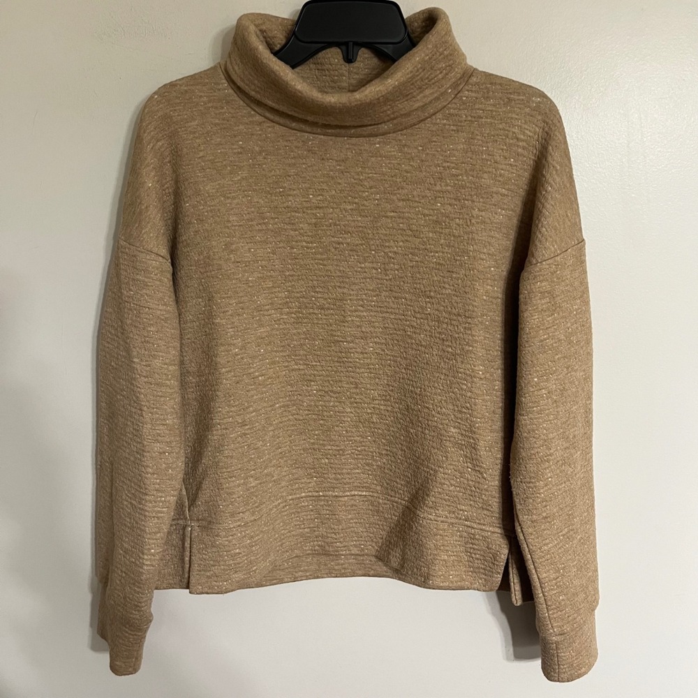 CALIA Womens Textured Funnel Neck Pullover‎ Tan Brown WAX31310H Size Medium